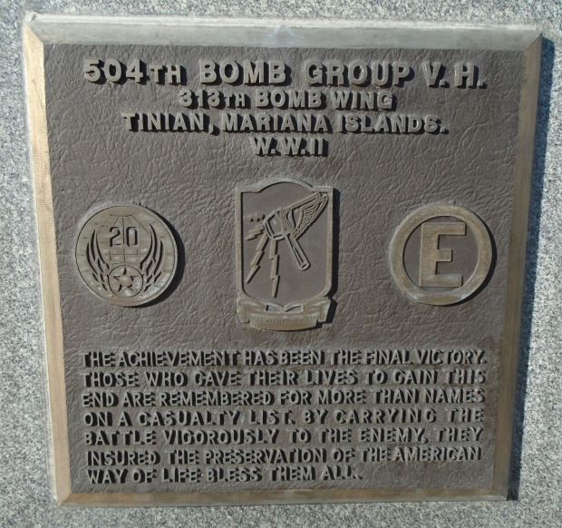 USAF ACADEMY 504TH BOMB GROUP V.H. WAR MEMORIAL PLAQUE