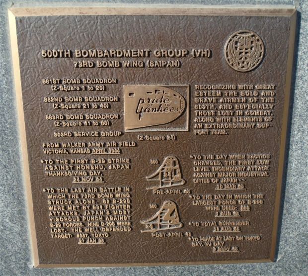 USAF ACADEMY 500TH BOMBARDMENT GROUP (VH) WAR MEMORIAL PLAQUE