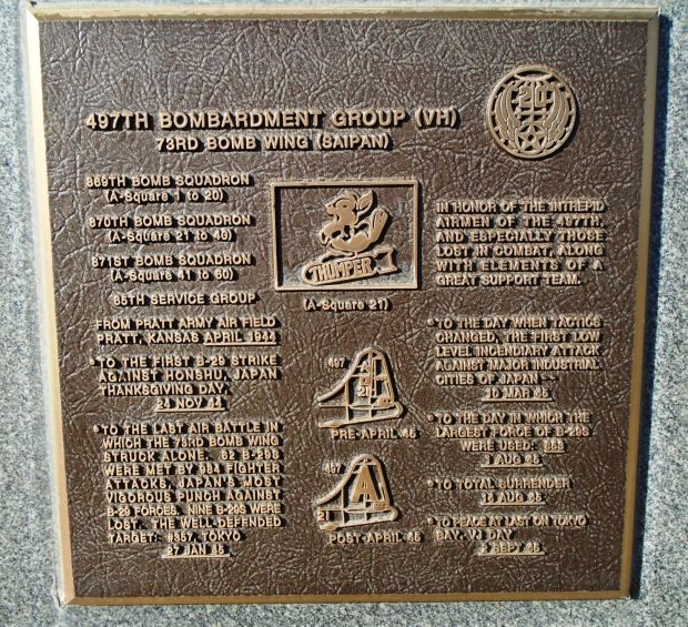 USAF ACADEMY 497TH BOMBARDMENT GROUP (VH) WAR MEMORIAL PLAQUE