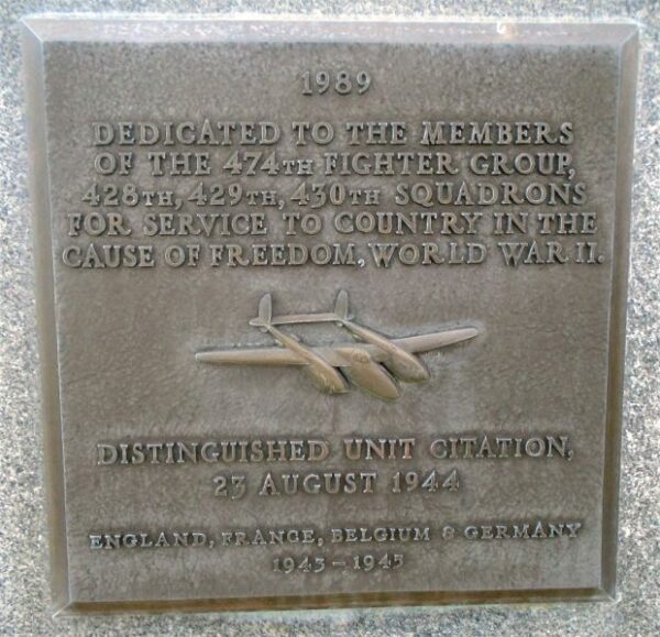 USAF ACADEMY 474TH FIGHTER GROUP WAR MEMORIAL PLAQUE
