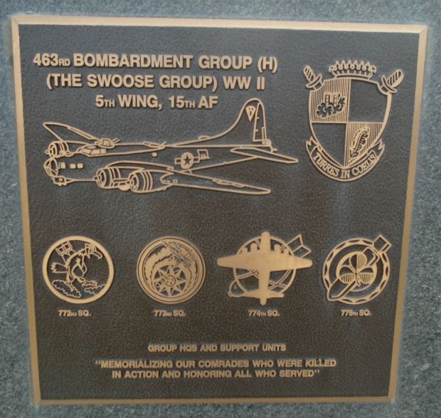 USAF ACADEMY 463RD BOMBARDMENT GROUP (H) WAR MEMORIAIL PLAQUE