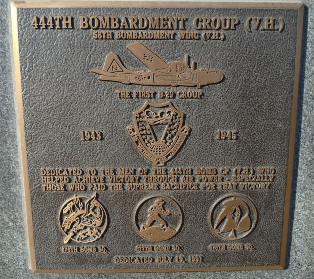 USAF ACADEMY 444TH BOMBARDMENT GROUP (V.H.) WAR MEMORIAL PLAQUE