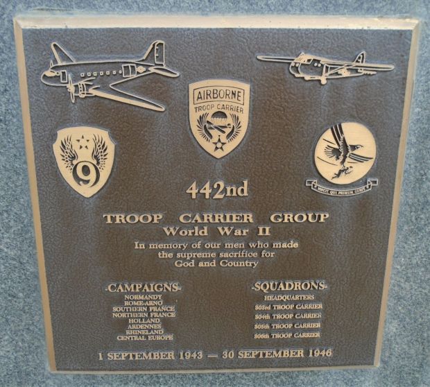 USAF ACADEMY 442ND TROOP CARRIER GROUP WAR MEMORIAL PLAQUE