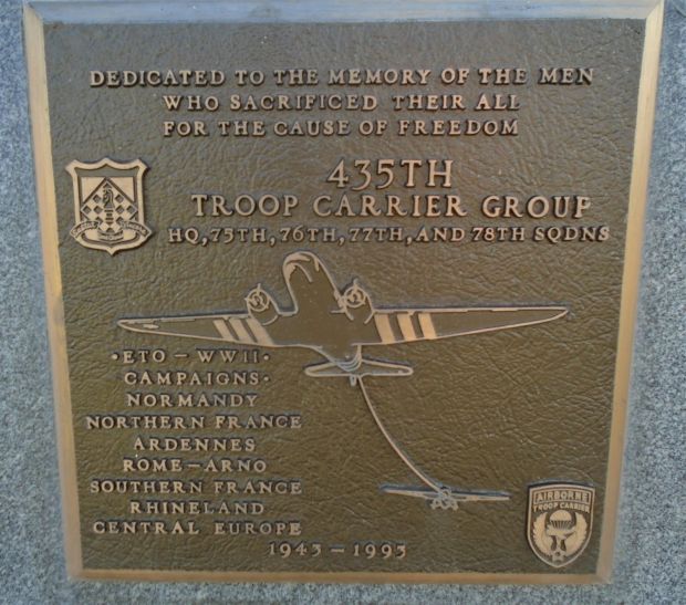 USAF ACADEMY 435TH TROOP CARRIER GROUP WAR MEMORIAL PLAQUE
