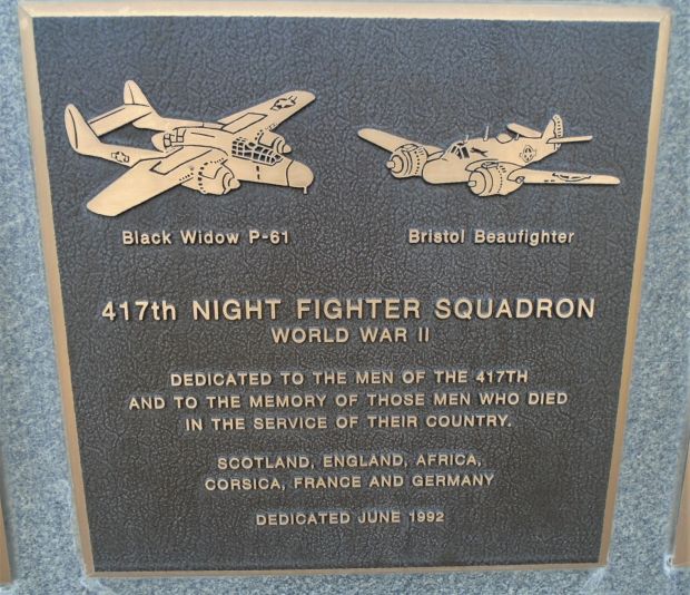 417TH NIGHT FIGHTER SQUADRON WAR MEMORIAL PLAQUE