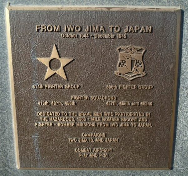 414TH FIGHTER GROUP 506TH FIGHTER GROUP WAR MEMORIAL PLAQUE