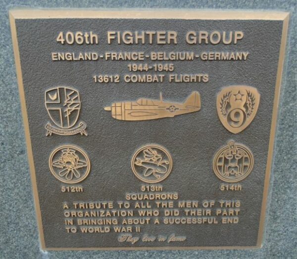 406TH FIGHTER GROUP WAR MEMORIAL PLAQUE