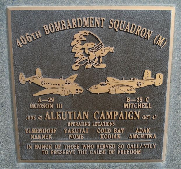 USAF ACADEMY 406TH BOMBARDMENT SQUADRON (M) WAR MEMORIAL PLAQUE