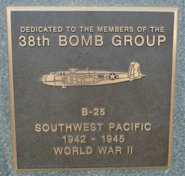 USAF ACADEMY 38TH BOMB GROUP WAR MEMORIAL PLAQUE