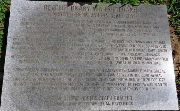 VAUGHN CEMETERY REVOLUTIONARY WAR VETERASN MEMORIAL