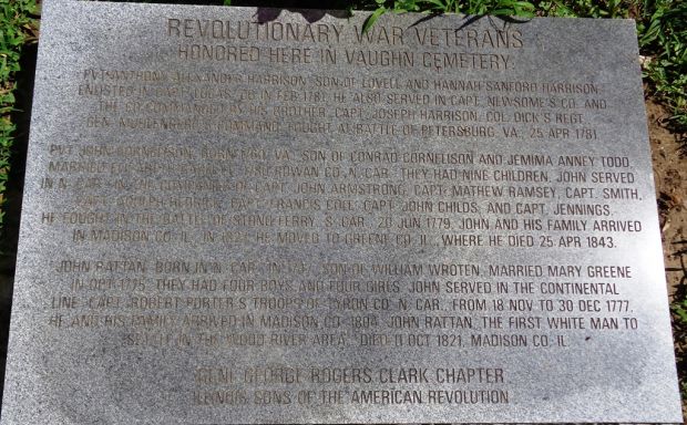 VAUGHN CEMETERY REVOLUTIONARY WAR VETERASN MEMORIAL