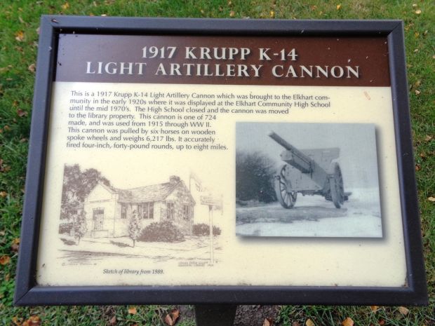 1917 KRUPP K-14 LIGHT ARTILLERY CANNON MEMORIAL PLAQUE