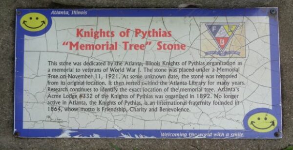 KNIGHTS OF PYTHIAS “MEMORIAL TREE” STONE PLAQUE