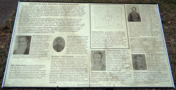 SITE OF THE FIRST MEMORIAL SERVICE IN ILLINOIS PANEL