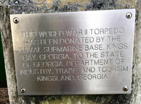STATE OF GEORGIA WORLD WAR II TORPEDO MEMORIAL PLAQUE