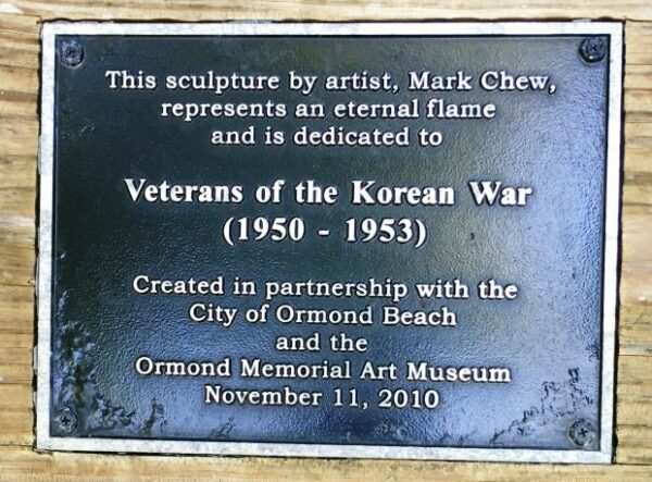 CITY OF ORMOND BEACH VETERANS OF THE KOREAN WAR MEMORIAL PLAQUE