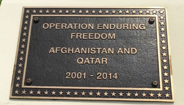 OPERATION ENDURING FREEDOM AFGHANISTAN AND QATAR MEMORIAL PLAQUE