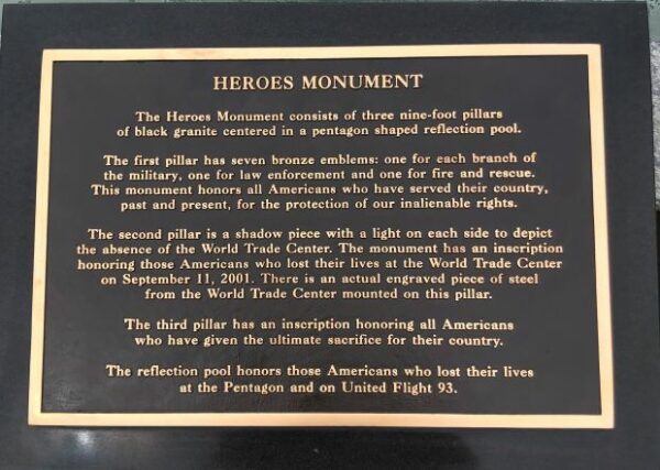 HEROES MONUMENT PLAQUE