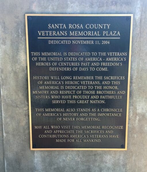 SANTA ROSA COUNTY VETERANS MEMORIAL PLAZA PLAQUE H