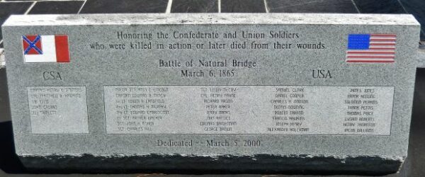 BATTLE OF NATURAL BRIDGE HONOR ROLL MEMORIAL