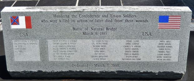 BATTLE OF NATURAL BRIDGE HONOR ROLL MEMORIAL