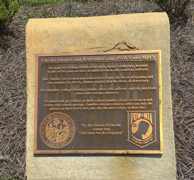 FLORIDA HONORS AND REMEMBERS OUR POW’S AND MIA’S MEMORIAL PLAQUE MONTICELLO II
