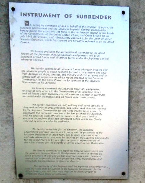 INSTRUMENT OF SURRENDER WAR MEMORIAL PLAQUE A
