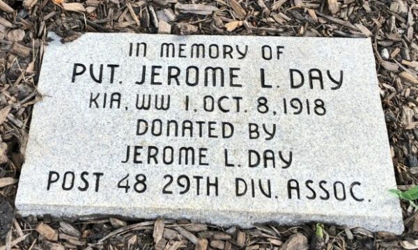 PVT. JEROME L. DAY WAR MEMORIAL TABLET