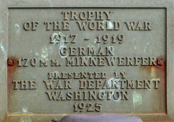 TROPHY OF THE WORLD WAR MEMORIAL PLAQUE