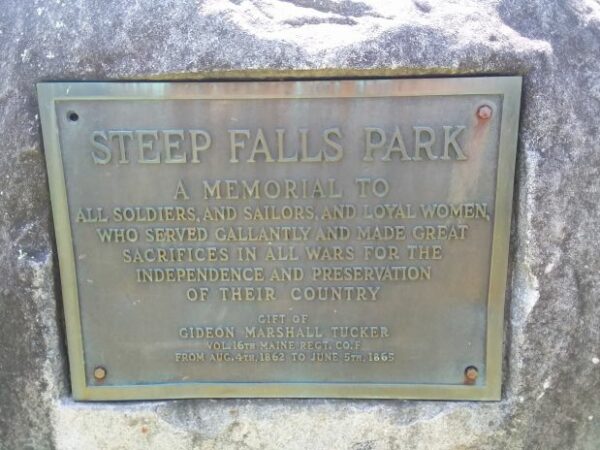 STEEP FALLS PARK WAR MEMORIAL PLAQUE