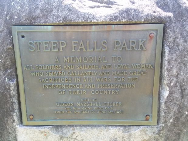 STEEP FALLS PARK WAR MEMORIAL PLAQUE