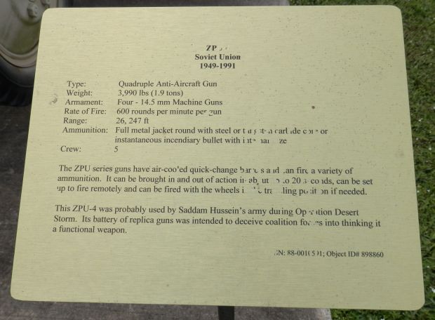 ZPU 4 SOVIET UNION WAR MEMORIAL PLAQUE