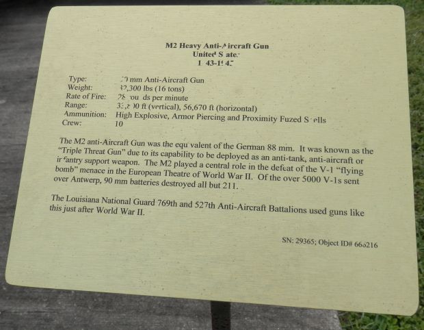 M2 HEAVY ANTI-AIRCRAFT GUN WAR MEMORIAL PLAQUE