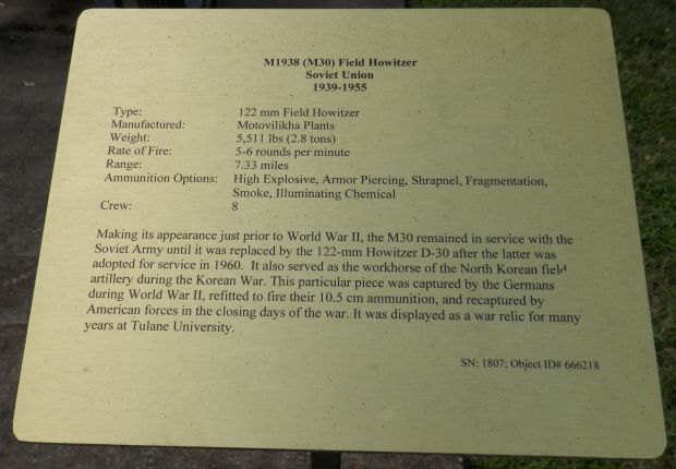 M1938 (M30) FIELD HOWITZER SOVIET UNION WAR MEMORIAL PLAQUE