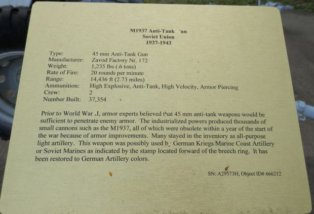 M1937 ANTI-TANK GUN SOVIET UNION WAR MEMORIAL PLAQUE