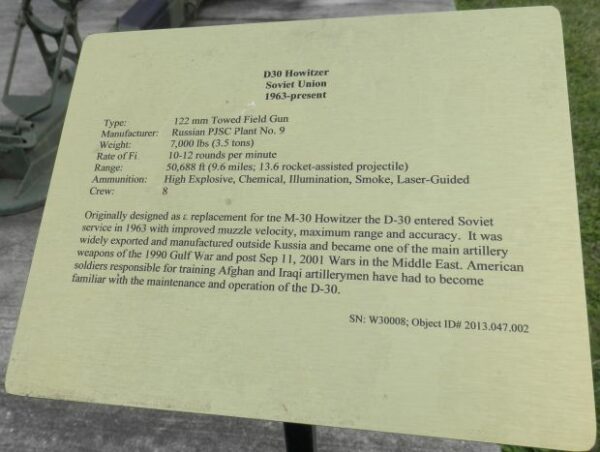 D30 HOWITZER SOVIET UNION WAR MEMORIAL PLAQUE