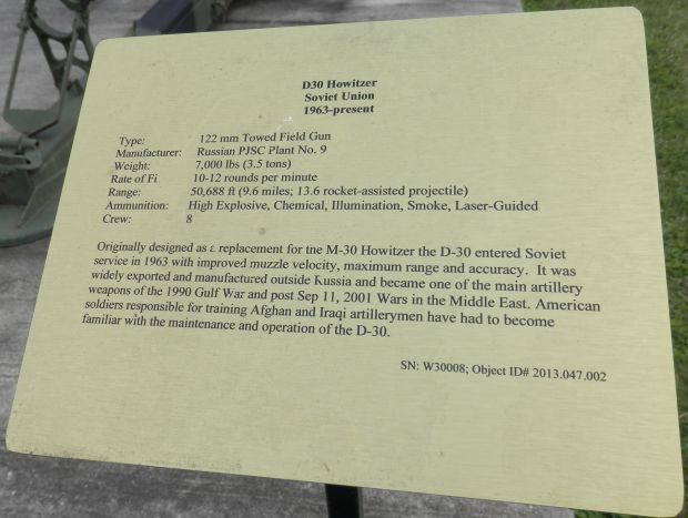 D30 HOWITZER SOVIET UNION WAR MEMORIAL PLAQUE