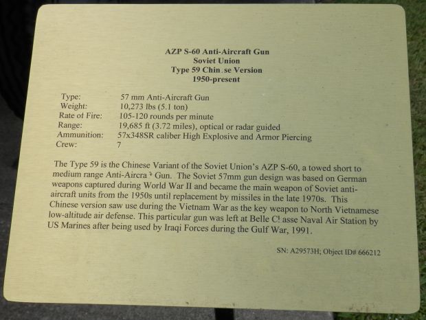 AZP S-60 ANTI-AIRCRAFT GUN SOVIET UNION MEMORIAL PLAQUE