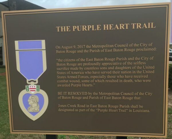 THE PURPLE HEART TRAIL WAR MEMORIAL PLAQUE