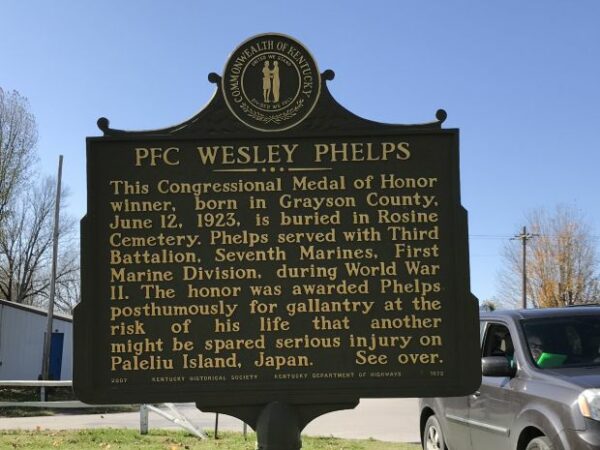 PFC WESLEY PHELPS MEDAL OF HONOR WAR MEMORIAL MARKER