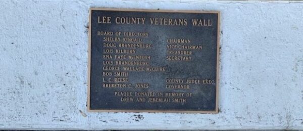 LEE COUNTY VETERANS WALL MEMORIAL PLAQUE
