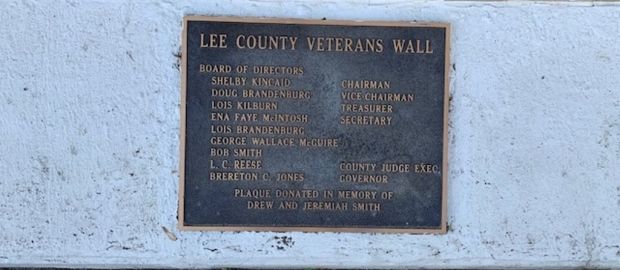 LEE COUNTY VETERANS WALL MEMORIAL PLAQUE