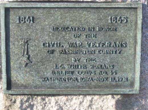 WASHINGTON COUNTY CIVIL WAR VETERANS MEMORIAL PLAQUE