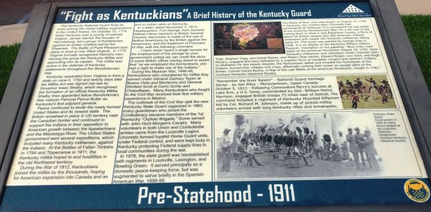 “FIGHT AS KENTUCKIANS” WAR MEMORIAL PANEL PRE-STATEHOOD-1911