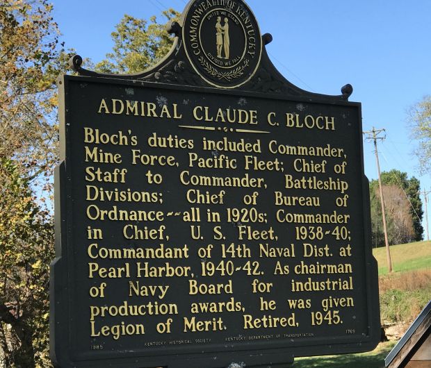 ADMIRAL CLAUDE C. BLOCH WAR MEMORIAL MARKER BACK