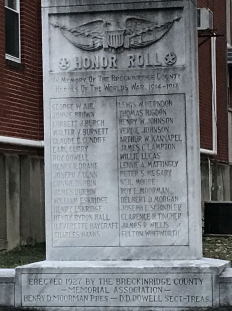 BRECKINRIDGE COUNTY WORLD WAR I HONOR ROLL MEMORIAL STONE