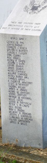 BRECKINRIDGE COUNTY ULTIMATE SACRIFICE WAR MEMORIAL SIDE A