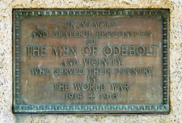 ODEBOLT WORLD WAR I MEMORIAL PLAQUE