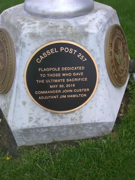 CASSEL POST 257 ULTIMATE SACRIFICE MEMORIAL FLAGPOLE PLAQUE