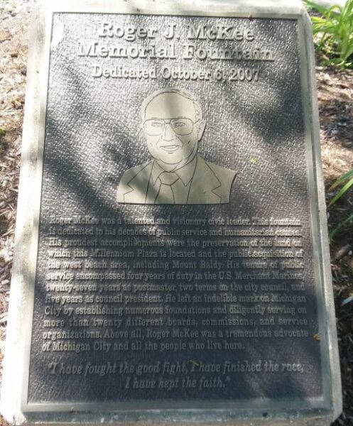 ROGER J. MCKEE MEMORIAL FOUNTAIN PLAQUE
